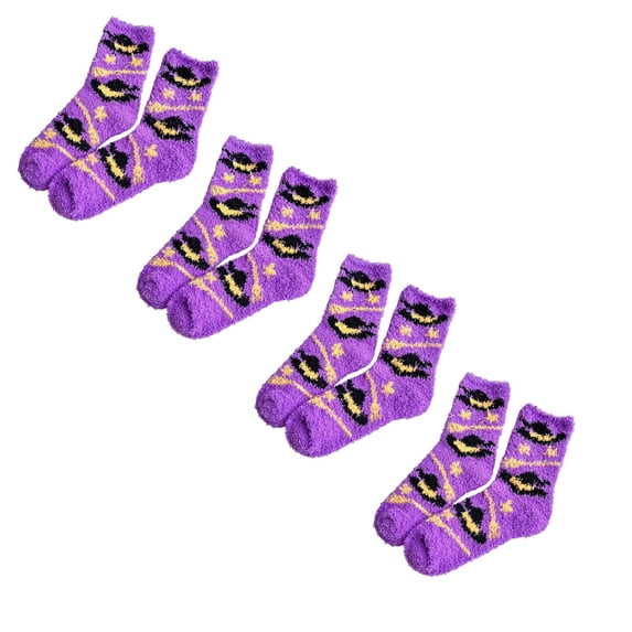 Miaoju 4 PCS Fuzzy Socks for Women, Halloween Fall Slipper Socks, Cozy Home Socks Soft Winter Socks, Warm Thick Sleeping Socks, Holiday Gifts for Women Mom Wife Grandma
