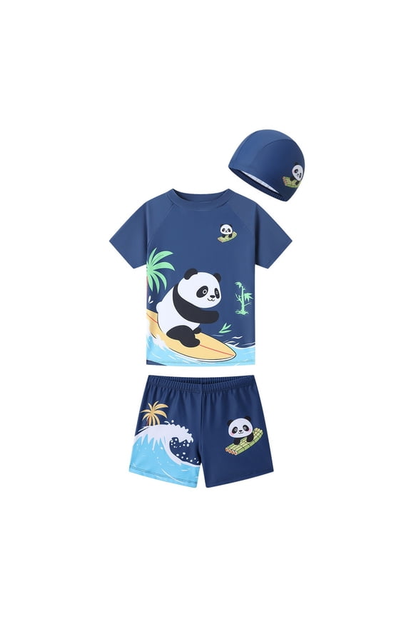 Baby Toddler Boy Suit Stretchy Swimwear Boys Swim Shirt and Shorts Set Water Park Bathing Suit Toddler