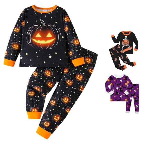 Miaoju Big Cotton Halloween Pajamas Top Pumpkin Print Top and Pant Sleepwear with Pockets Cotton Sports Top 2 Piece Sets Pajamas for