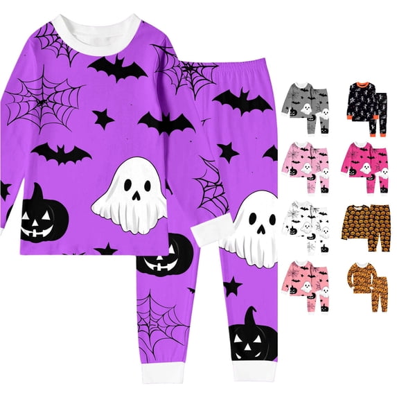 Miaoju Big Cotton Halloween Pajamas Pjs Graphic Print Long Sleeve & Long Pants Outfit Trendy 2 Piece Nightwear 2 Piece Loungewear Nightwear Outfits