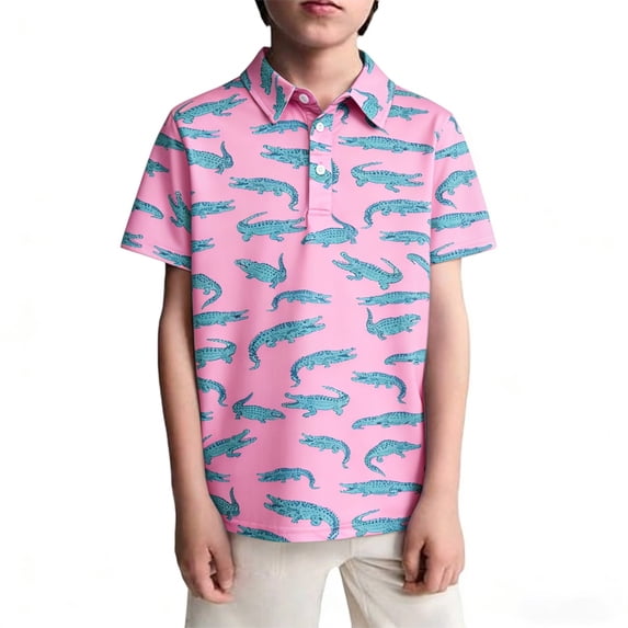 Miaoju Boys Polo Shirts Short Sleeve Fashion Textured Summer Casual Polo Shirt Regular Fit Stretchy Golf Shirts