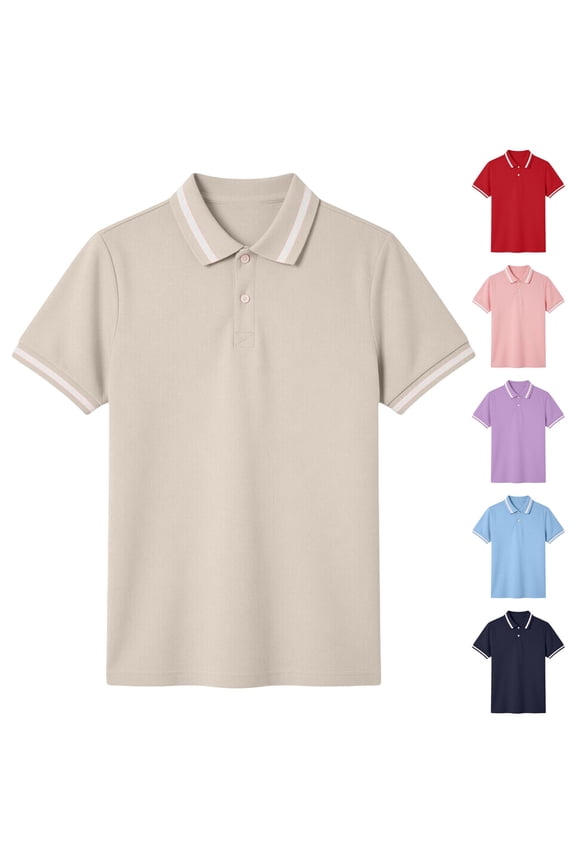 Boys Polo Shirts Size 8 Button Closure Solid Color Short Sleeve Pocket Shirts Comfortable Preppy Tops T-Shirt Boys & Girls Shirts