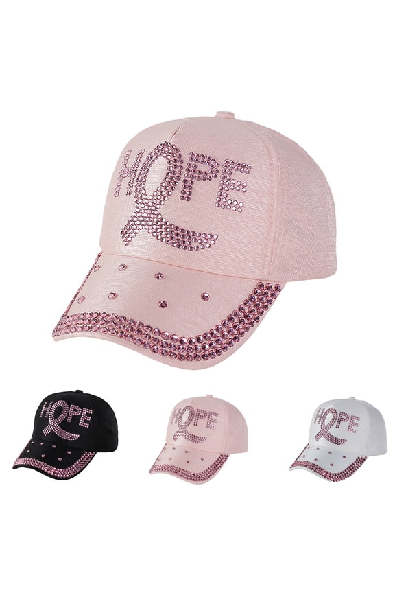 Breast Cancer Awareness Hat for Women, Embroidered Pink Ribbon 3D Logo Baseball Cap