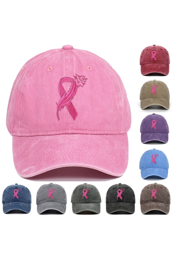 Breast Cancer Awareness Pink Ribbon Baseball Cap Hat Mens Women's Cool Cap Adjustable Snapback Travel Hat