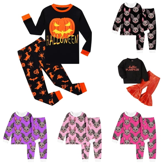Miaoju Cotton Halloween Pajamas for Pants Pjs Cute Graphic Print Top and Pant Set with Pockets Comfortable Home Outfit Set 2 Piece Outfits for