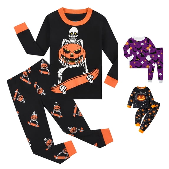 Miaoju Cotton Halloween Pajamas for Size 6 Lapel Cute Graphic Print Long Set Sleepwear for Top and Pant Matching Trendy Sleepwear Set Sleepwear for
