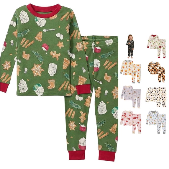 Miaoju Cotton Halloween Pajamas for Size 8 Graphic Print Long Sleeve Loungewear Clothes Set Comfy 2-Piece Loungewear 2 Piece Pjs for