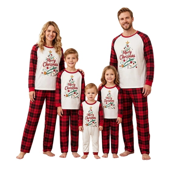Miaoju Family Matching Pajama Set Christmas Family Matching Pajama Set Long Sleeve Top And Pants Stretchy Waist for All Day Comfort Thoughtful Holiday Gift Choice