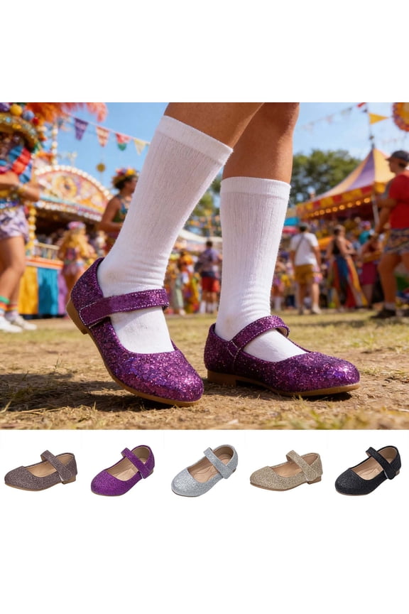 Flat for Girl Dress Mary Jane Ballet Flat Girls Glitter Sequins Shoes Wedding Party Ballerina Flat Shoes