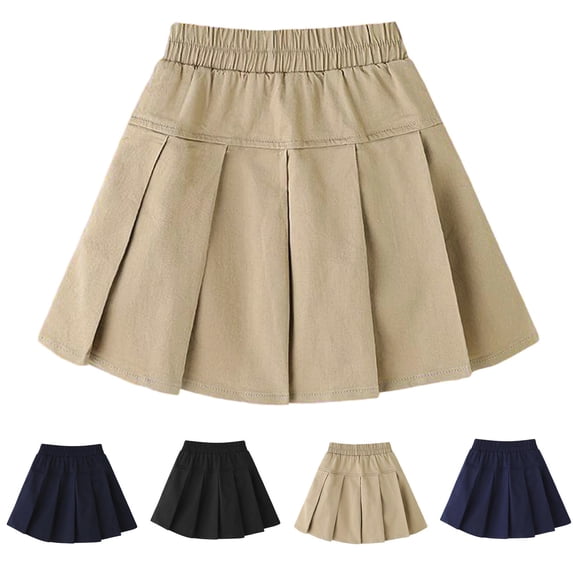 Miaoju Girls' Adjustable Waist Pleated-Front Two-Tab Scooter Skirt School Uniform Back to School