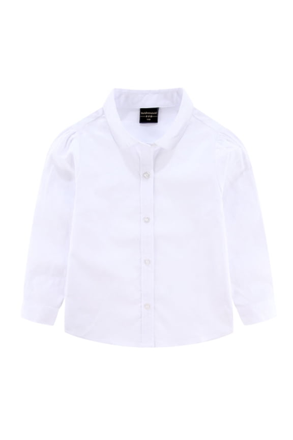 Girls Baby Shirt Classic Long Sleeve Button Down Uniform Shirts Soft Blouse Tops