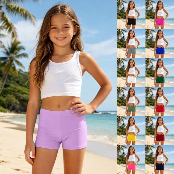 Miaoju Girls High Waisted Bikini Bottoms Tummy Control Swim Bottom Ruched Full Coverage Swimwear