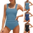 thumbnail image 1 of Miaoju Girls Swimsuit Ruffle Adjustable Straps One Piece Bathing Suit Solid Color Ruched Girls' Swimwear 9-16Y, 1 of 6