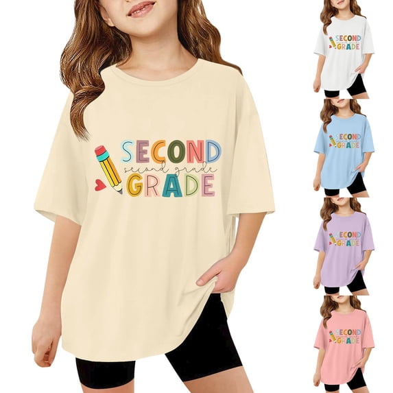 Miaoju Girls Tops Size 7 Crew Neck Letter Print Short Sleeve Tee for Toddler Funny Gentleman Tops Girls Summer Tops T-Shirts