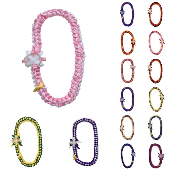 Miaoju Graduation Lei 2026 in Blue and White Ribbon Lei for Graduation Woven Necklaces with 2026 Year Charm Class of 2026 Lei Accessories Graduation Gifts for Women and Men