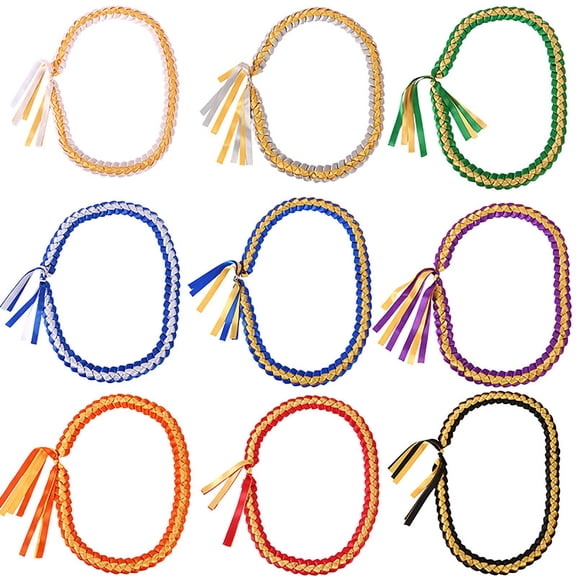 Miaoju Graduation Lei Graduation Ribbon Lei Class of 2026 Graduation Woven Necklace Handmade Congrats Graduates Lei for College Student School Grad Party Supplies