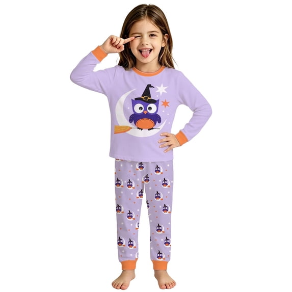 Miaoju Halloween Pajamas Set Print Top and Pant Set Cotton Home Clothes 2 Piece Pjs