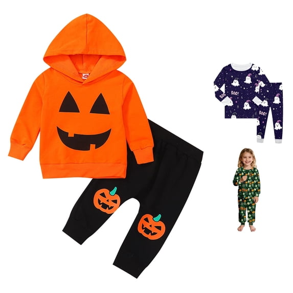 Miaoju Halloween Pajamas Set for Flower Front Pumpkin Print Top and Pant Sleepwear with Pockets Loose Sleepwear Nightwear Loungewear 2-Piece Sleepwear Pjs for