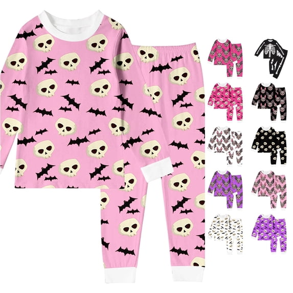 Miaoju Halloween Pajamas Set for Pjs Cute Graphic Print Long Set Sleepwear for Top and Pant Matching Trendy 2-Piece Loungewear 2-Piece Sleepwear Pjs for