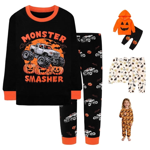 Miaoju Halloween Pajamas for Sets Top Graphic Print Long Sleeve Top Pants Pajama Set Comfy Sleepwear Nightwear Loungewear 2 Piece Pjs Clothes Set Gifts for