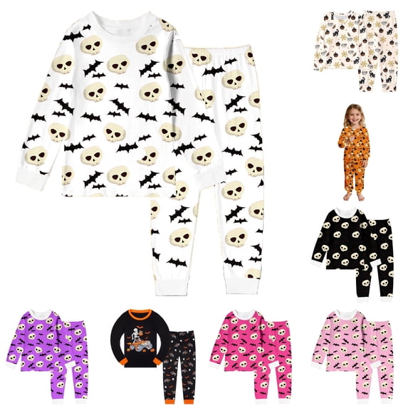 Miaoju Halloween Pajamas for Top Graphic Print Top and Pant Sleepwear with Pockets Trendy Homewear Set Colouring Pajama Sets 2-Piece Sleepwear Pjs for