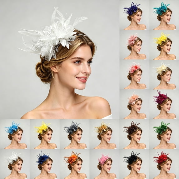 MuXiKeJi Clothes Headband with Feather, Women's Tea Party Hat for , Wedding, Fancy Dress Party