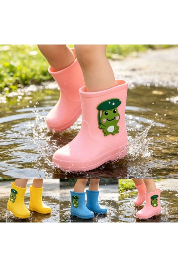 Kids Rain Boots, Waterproof Rubber Boots for Boys and Girls, Non Ankle Toddler Rainboots, Outdoor, Farm, Park, Hiking, Fishing, School Playing