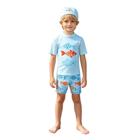 Miaoju Kids Swim Suits Stretch Swimwear Boys Two Piece Swim Set Pool Bathing Suit Toddler Boy