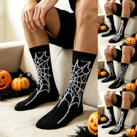 Miaoju Mens Women Halloween Socks Pack of 5 Crew Socks for Men Women Teenagers Soft Breathable Work Sports