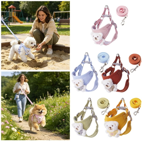Miaoju Mesh Dog Harness with Matching Leash Lightweight Pet Vest, Suitable For Small And Medium-sized Cats And Dogs