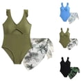 thumbnail image 1 of Miaoju One Piece Swimsuit for Girls 10-12 Scalloped Ribbed Girls Swimwear Tankini Quick Dry Contrasting Trim Bathing Suit Modest Swimwear Spaghetti Strap, 1 of 7