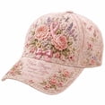 thumbnail image 1 of Miaoju Pink Ribbon Cancer Awareness Hat Floral Print Baseball Cap Adjustable Fit Women Support Awareness Cap, 1 of 4