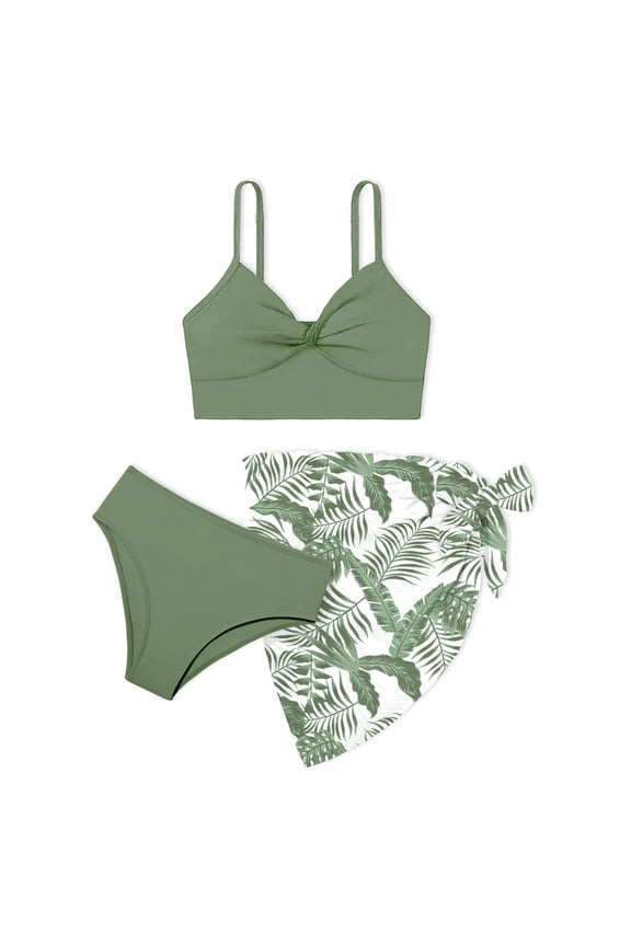 Ruffle Butts Girls Swimsuits Cute Ruffle Bikini Sets for Teen Girls Tie-Straps Tankini Sets 3pcs Cut Out Girls Bathing Suit size 12