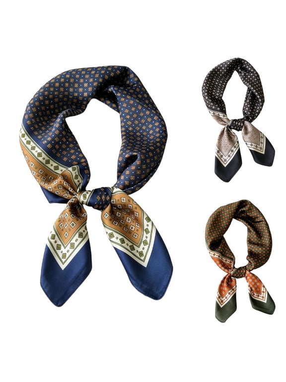 Silk Women Small Square Neck Scarfs Lightweight Headscarf Printed Neckerchief Gift Packed