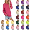 thumbnail image 1 of Miaoju Sweatshirt for Women V-Neck Lightweight Comfy Long Sleeve Pullover Tops with Kangroo Pocket, Casual Daily Wear & Work Fall Spring Outfits, 1 of 6