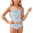 thumbnail image 1 of Miaoju Swimsuit for Swimming Lessons Girls Print Floral Ribbed Off Shoulder Comfortable 2 Piece Bathing Suit, 1 of 6