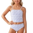 thumbnail image 1 of Miaoju Swimsuit for Swimming Lessons Girls Print Floral Ribbed Off Shoulder Comfortable 2 Piece Bathing Suit, 1 of 8