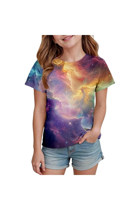 T Shirts for Teen Girls Crewneck 3d Prints Short Sleeve T Shirt Top Fashion Cool Tee Tops Kids Summer Clothing