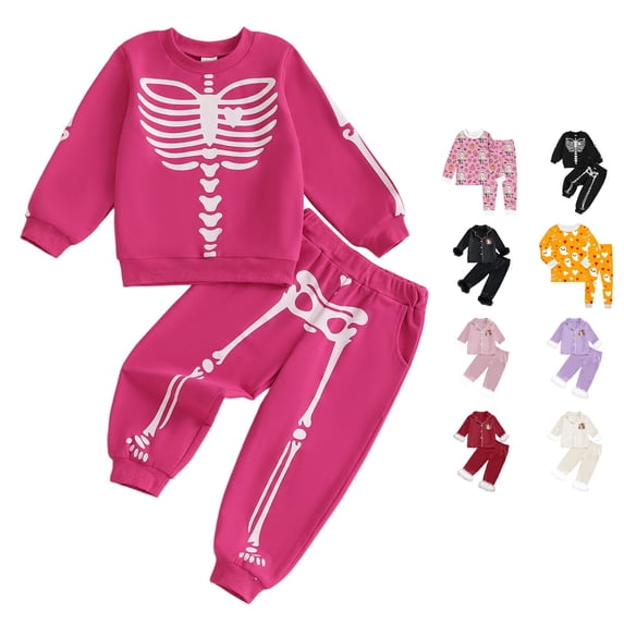 Miaoju Cotton Halloween Pajamas Set Pjs Pumpkin Print Top and Pant Casual Sleepwear with Pockets Loose Sleepwear Set 2-Piece Sleepwear Pjs for