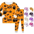 thumbnail image 1 of Miaoju Cotton Halloween Pajamas Graphic Print Long Sleeve Top Pants Pajama Set Loose Sleepwear Set 2 Piece Outfits for, 1 of 4