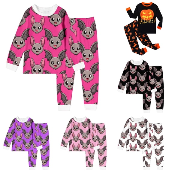 Miaoju Halloween Pajamas Cotton Lapel Graphic Print Long Sleeve Shirts and Pants Nightwear Set Cotton Home Outfit Two-Piece Pj Sleepwear Sets
