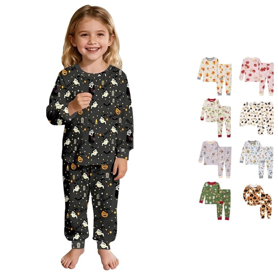 Miaoju Cotton Halloween Pajamas Pumpkin Print Long Sleeved Top Casual 2 Piece Nightwear 2 Piece Loungewear Nightwear Outfits
