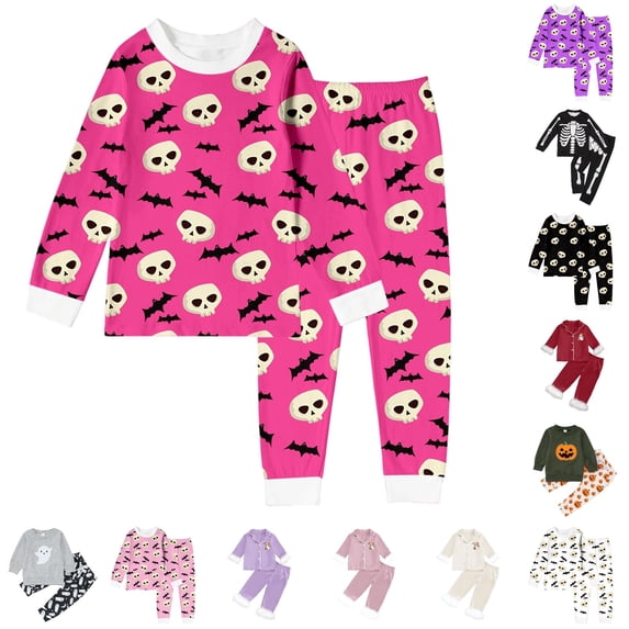 Miaoju Cotton Halloween Pajamas Size 6 Top Cute Graphic Print Top and Pant Set with Pockets Casual Sports Top 2 Piece Cotton Pajama Outfits