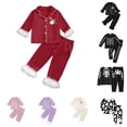 thumbnail image 1 of Miaoju Halloween Pajamas Sets Front Cute Graphic Print Long Sleeve Loungewear Clothes Set Funny Home Clothes 2-Piece Sleepwear Pjs for, 1 of 5