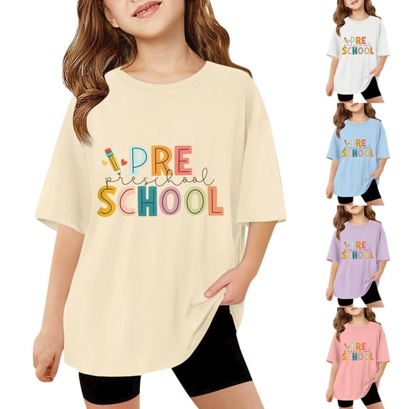 Miaoju Toddler Girl Shirt Crewneck Graphic T-Shirts Short Sleeve T Shirt Top Cute Funny Tees Children's Shirts