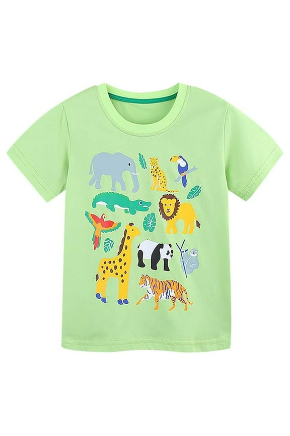 Toddler Shirts Boys 4t Crew Neck Letter Print Short Sleeve T Shirt Top Soft Preppy Tops Tee for Boys & Girls