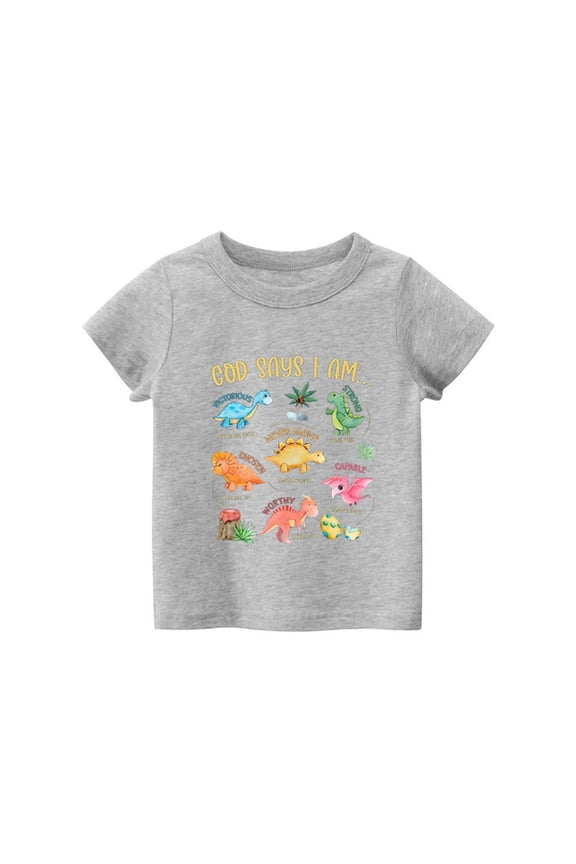 Toddler Shirts Boys 4t Crew Neck Short-Sleeve T-Shirt Casual Preppy Shirt T-Shirts Toddler To Big Kid Sizes