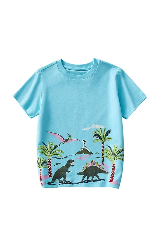 Toddler Tshirts Boys Round Neck Graphic T-Shirts Short Sleeve Tee for Toddler Fashion Vacation Tops Tees Shirts for Youth Boys Girls