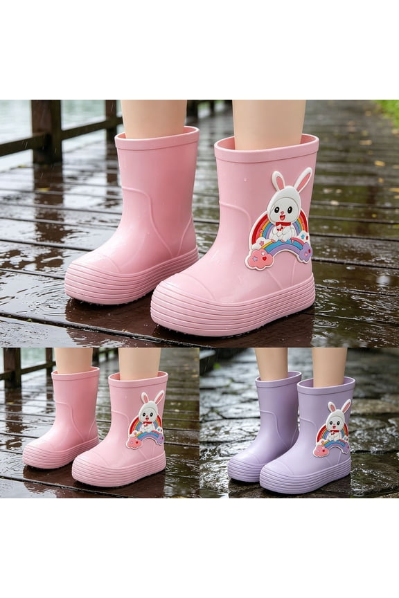 Toddler and Kids' Rain Boots, Waterproof Rubber Rainboot, Girls/Boys Light Water Shoes for Park/Hiking