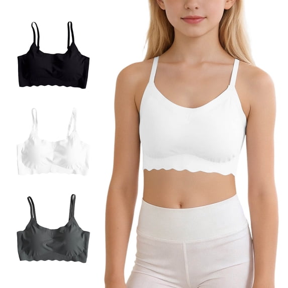 Miaoju Training Bras for Girls Padded Seamless Full Coverage First Bralettes Seamless Dance School Everyday Bra